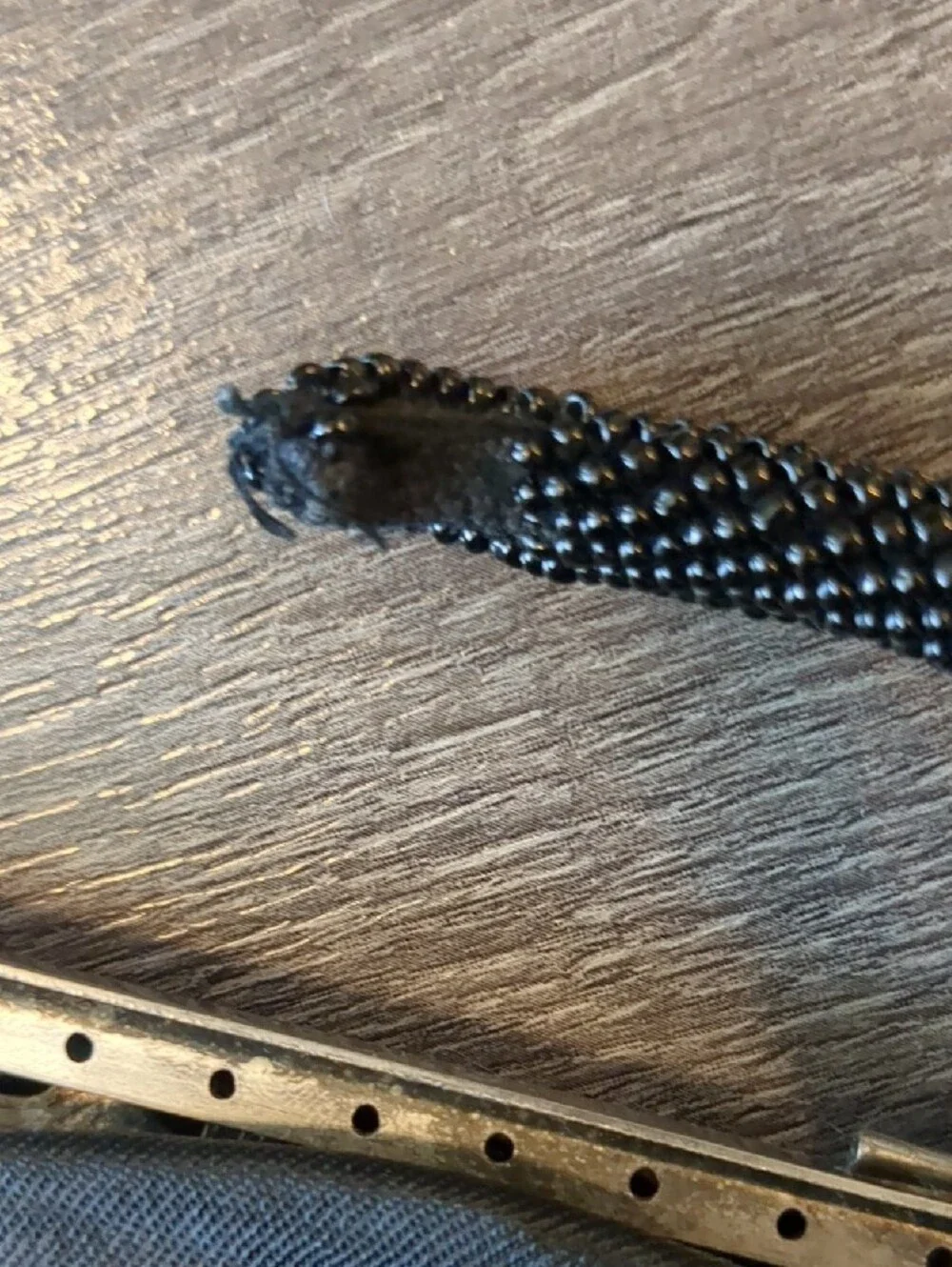 Vintage 50s Hand Beaded Black Evening Bag Clutch Silver Frame Purse Mid Century